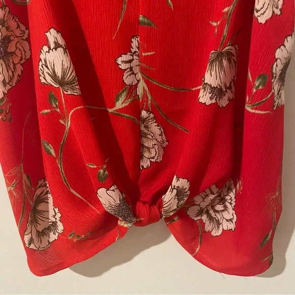 Red Floral Top with Spaghetti Straps - Picture 9 of 9